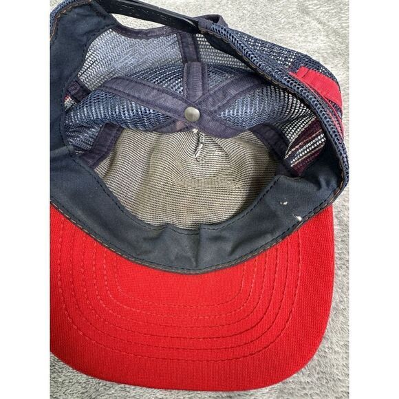 Vintage 80s 3 Stripe Trucker Adjustable SnapBack Hat Blue - Picture 6 of 8